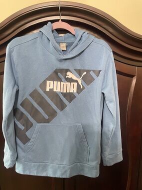 Puma Kids Light Blue Hoodie with Black Logo